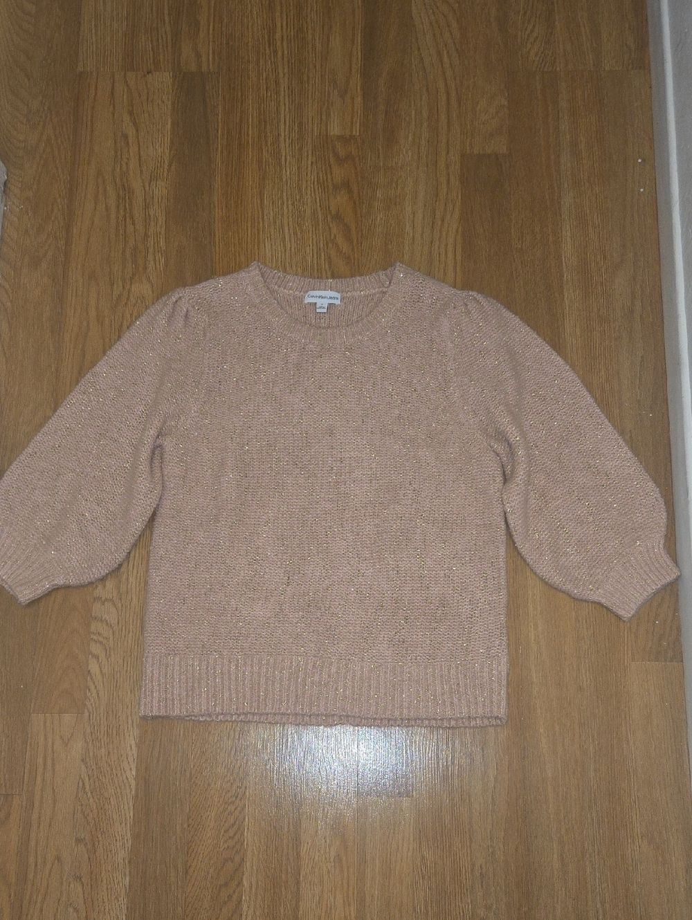 Calvin Klein Blush Pink Metallic Crewneck Sweater